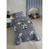 Formeya Astronot Desenli Çocuk-genç Odası Tek Kişilik Pike-yatak Örtüsü Takımı 160 X 230 Cm (çarşafsiz) Gri