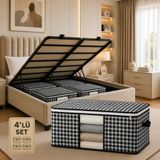 Formeya Baza ve Yatak Altı Uyumlu 4 Adet Lüks Pencereli Dolap Düzenleyici Hurç Baza Altı Hurç 64 x 45 x 22 cm - Siyah - 64 x 45 x 22