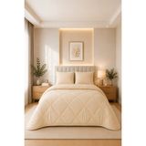 Formeya Bej Soft Silikon Yorgan Tek Kişilik 155 x 215 cm Pamuk Kumaş ile Ultra Lüks Konfor - Bej Rengi