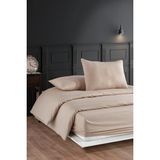 Formeya Çift Kişilik %100 Pamuk Lastikli Çarşaflı Nevresim Takımı 4 Renk - 160 x 200 cm - Kahverengi