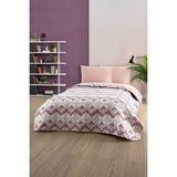 Formeya Çift Kişilik Desenli Kapitone Çift Taraflı Renkli Pike Yatak Örtüsü Takımı 200X230 cm (Çarşafsız) - Pudra