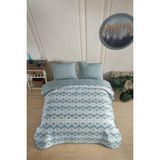Formeya Çift Kişilik Desenli Kapitone Çift Taraflı Renkli Pike Yatak Örtüsü Takımı 200x230 cm (Çarşafsız) (Yeşil)