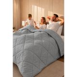 Formeya Çift Kişilik Soft Pampes Yorgan Dört Mevsim, İpliği Boyalı Gri Kumaş Yorgan 195x215 cm