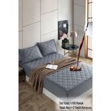 Formeya Formeya set Pamukkale Renkli Alez Gri %100 Pamuk Kapitone Sıvı Geçirmez Yatak Koruyucu ve Yastık Koruyucu Çarşaf Alez - 140 x 190 cm