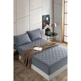 Formeya Formeya set Pamukkale Renkli Alez Gri %100 Pamuk Kapitone Yatak Koruyucu ve Yastık Koruyucu Çarşaf Alez - 140 x 190 cm