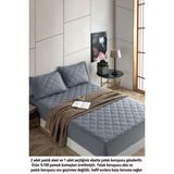 Formeya Formeya set Pamukkale Renkli Alez Gri %100 Pamuk Kapitone Yatak Koruyucu ve Yastık Koruyucu Çarşaf Alez - 90 x 200 cm