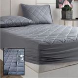 Formeya Gri %100 Pamuk Kapitone Fitted Su Sıvı Geçirmez Yatak Koruyucu Tek-Çift Kişilik-Battal Yatak Alezi - 150 x 200 cm