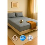 Formeya Gri %100 Pamuk Kapitone Fitted Su Sıvı Geçirmez Yatak Koruyucu Tek-Çift Kişilik-Battal Yatak Alezi - 90 x 200 cm