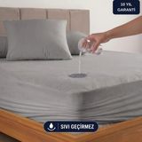 Formeya Gri Mikro Fitted Full Kenar Su Sıvı Geçirmez Yatak Koruyucu Alez Bebek-Tek-Çift Kişilik Battal Alez - 140 x 200 cm