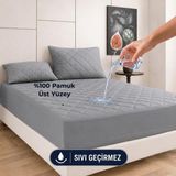 Formeya Gri Sınanı Geçirmez Alez - Tek-Çift Kişilk Alez -100 Pamuk- Kapitoneli Alez- Fittedyatağı Saran Yatak Koruyucu Alez ÇARŞAF160X200, Formeya - Ahşap