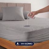 FORMEYA Gri Sıvı Geçirmez Alez - Tek-Çift Kişilik Alez - Mikrofiber Kumaş - Fitted(Yatağı Saran) Alez - Yatak Koruyucu Alez-Çarşaf(120x200)