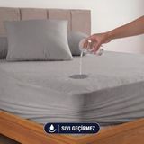 FORMEYA Gri Sıvı Geçirmez Alez - Tek-Çift Kişilik - Mikrofiber Kumaş - Fitted (Yatağı Saran) - Yatak Koruyucu Çarşaf (100x200)