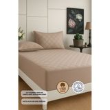 Formeya Kahverengi %100 Pamuk Kapitone Fitted Yatak Koruyucu Bebek-Tek-Çift Kişilik-Battal Yatak Alezi - 100 x 200 cm