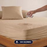 FORMEYA Kahverengi Sıvı Geçirmez Alez - Tek-Çift Kişilik Alez - Mikrofiber Kumaş - Fitted(Yatağı Saran) Alez - Yatak Koruyucu Alez-Çarşaf (90x190)