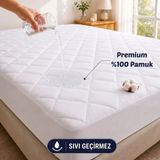 Formeya Kapitone Fitted Full Kenar Su Sıvı Geçirmez %100 Pamuk Yatak Koruyucu Alez Tek Çift Battal (16 Ebat) - Beyaz - 200 x 200 cm