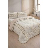 Formeya Kapitoneli Tek Kişilik Desenli Pike - Yatak Örtüsü Takımı 160X230 cm - 1 Adet Yastık Kılıflı - Bej