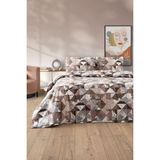 Formeya Lovely Desenli Çift Kişilik Nevresim Takımı - Lastikli Çarşaflı Çift Kişilik Nevresim Seti - Kahverengi - 200 x 220 cm