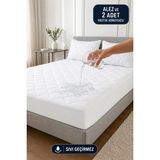 Formeya Mikrofiber Kapitone Fitted Su Sıvı Geçirmez Yatak Koruyucu Alez-2 Adet Yastık Koruyucu SET(12 Ebat) - Beyaz - 150 x 200 cm