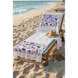 Formeya Müslin Pamuklu Peştamal Plaj Havlusu Desenli Püsküllü Hafif ve Hızlı Kuruyan Peştamal - Lacivert - 90 x 170 cm