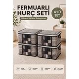Formeya Orta Boy Lüks Pencereli Kazak-Pike-Battaniye Hurcu Dolap Düzenleyici Hurç 40 x 30 x 30 cm - 4 Adet - Siyah