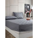 Formeya Pamukkale Alez Set Gri Kapitone Sıvı Geçirmez Yatak Koruyucu-2 Adet Yastık Koruyucu (11 Ebat) - 80 x 180 cm