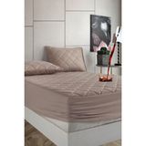 Formeya Pamukkale Alez Set Kahverengi % 100 Pamuk Kapitone Sıvı Geçirmez Alez ve Yastık Koruyucu Set - 90 x 200 cm