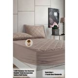 Formeya Pamukkale Alez Set Kahverengi %100Pamuk Kapitone Yatak Koruyucu Alez-2 Adet Yastık Koruyucu(11 Ebat) - 120 x 200 cm