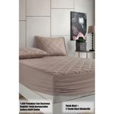 Formeya Pamukkale Alez Set Kahverengi Pamuk Kapitone Yatak Koruyucu Alez ve Yastık Koruyucu Set - 90 x 200 cm