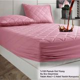 Formeya Pamukkale Alez Set Pudra Kapitone Sıvı Geçirmez Yatak Koruyucu-2 Adet Yastık Koruyucu (11 Ebat) - 180 x 200 cm - Pembe