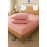 Formeya Pamukkale Alez Set Pudra Kapitone Sıvı Geçirmez Yatak Koruyucu-2 Adet Yastık Koruyucu (11 Ebat) - 90 x 190 cm - Pembe