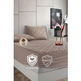 Formeya Pamukkale Renkli Alez Kahverengi %100 Pamuk Kapitone Sıvı Geçirmez Alez Çarşaf Fitted (16 Ebat)