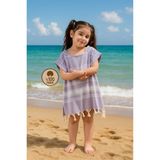 Formeya Pamuklu Çocuk Peştemal Panço Bornoz Plaj Havlusu Lila 5/6 Yaş