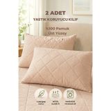 Formeya Premium 2 Adet Bej %100 Pamuk Kapitone Yastık Koruyucu Fermuarlı Yastık Alezi Kılıf Seti 50x70 cm
