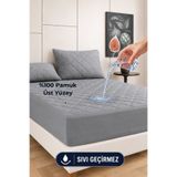Formeya Premium Gri %100 Pamuk Kapitone Fitted Full Kenar Su Sıvı Geçirmez Yatak Koruyucu Alez Tüm Ölçüler