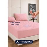 Formeya Premium Pudra %100 Pamuk Kapitone Fitted Full Kenar Su Sıvı Geçirmez Yatak Koruyucu Alez Tüm Ölçüler