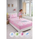 Formeya Prenses Desen Tek Kişilik Kapitone Fitted Su Sıvı Geçirmez Yatak Alezi Seti (1 Adet Yastık Kılıflı) - 100 x 200 cm - Pembe