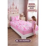 Formeya Prenses Desen Tek Kişilik Kapitone Fitted Su Sıvı Geçirmez Yatak Alezi Seti (1 Adet Yastık Kılıflı) - 120 x 200 cm - Pembe