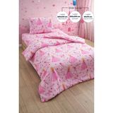 Formeya Prenses Desenli Lastikli Çarşaflı Nevresim Takımı – Çocuk & Genç Odası Nevresim Takımı Tek Kişilik - Pembe - 160 x 220 cm