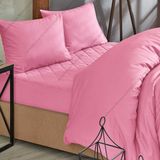 Formeya Pudra Kapitone Yatak Koruyucu %100 Pamuk Alez Ve Nevresim Set - Pembe - 100 x 200 cm