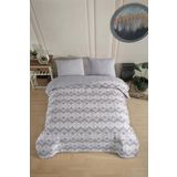 Formeya Tek Kişilik Desenli Kapitone Çift Taraflı Renkli Pike Yatak Örtüsü Takımı 160x230 cm (Çarşafsız) (Gri)