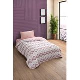 Formeya Tek Kişilik Desenli Kapitone Çift Taraflı Renkli Pike Yatak Örtüsü Takımı 160X230 cm (Çarşafsız) - Pudra