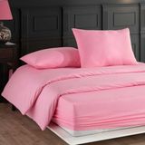 Formeya Tek Kişilik Pamuk Lastikli Çarşaflı Nevresim Takımı 4 Renk - 100 x 200 cm - Pembe
