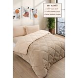 Formeya Wellsoft Çift Kişilik Uyku Seti Bej 195x215 cm Polyester Pamuk Lastikli Çarşaf ve 2 Yastık Kılıflı