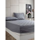 FORMEYA Yatak Koruyucu Alez Kapitone Gri Renk%100 Pamuk Fitted Alez Çarşaf 180 X 200