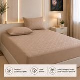 FORMEYA Yatak Koruyucu Alez Kapitone Kahverengi Renk%100 Pamuk Fitted Alez Çarşaf 60 X 120