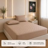 FORMEYA Yatak Koruyucu Alez Kapitone Kahverengi Renk%100 Pamuk Fitted Alez Çarşaf 70 X 140