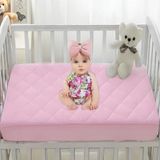 Formeya%100 Pamuk Renkli Kapitone Fitted Su Sıvı Geçirmez Bebek-Çocuk Alezi, Park Yatak Beşik Yatak Alezi (Pudra, 80 x 130)