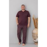 FORMO Erkek %100 Organik Pamuk Ekose Kısa Kollu Düğmeli Doğal Battal Pijama Takımı