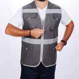 Formteks Işçi Çok Cepli Reflektörlü Alet Yeleği Gri - 2XL