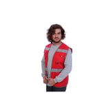 FORMTEKS İşçi Çok Cepli Reflektörlü Alet Yeleği Kırmızı / Gri